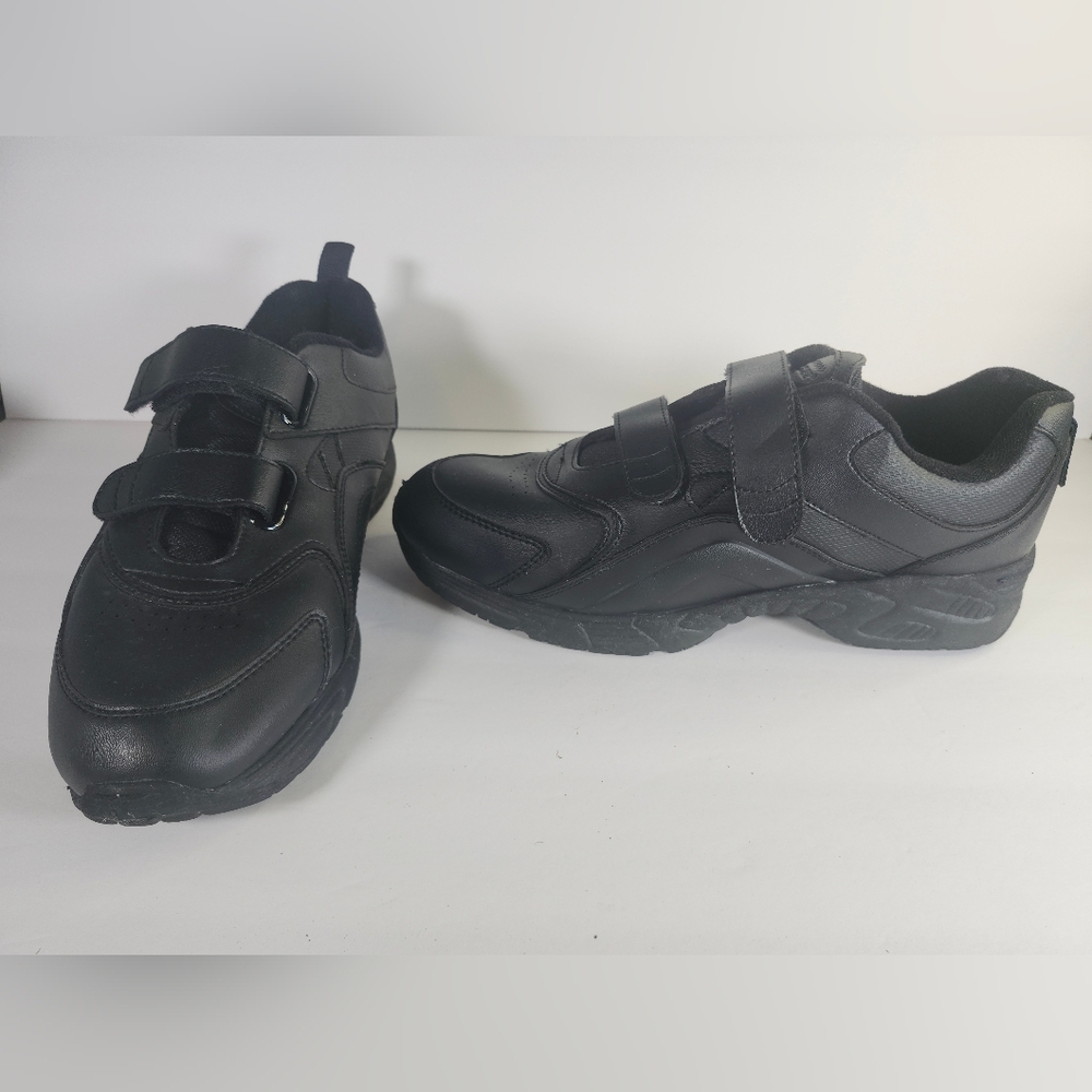 EZ Strider Ultra-Zorb Plus Black  Leather Velcro Straps Sneakers Shoes Men S 10W